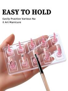 1 Set Non-Magnetic Nail Display Acrylic Nail Display Stand Tips Holder Transparent Pink/Purple Nail Practice Stand Fingernail DIY Manicure Stand Tools