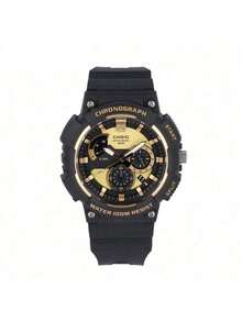 Casio Men's Quartz Watch - Retrograde Chronograph, Black Imitation Gold Resin Sports Wristwatch (Model MCW-200H-9A). - Black Gold - View 7
