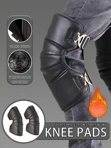 Winter Warm Knee Pads, Leg Protection Covers For Warmth Retention, Available In 3 Styles: Short, Medium, And Long. They Are Suitable For Knee Protection When Riding Motorcycles, Skateboards, Bicycles, Or Skiing. Suitable For Both Men And Women. Knee Pads For Riding. - Black - View 1