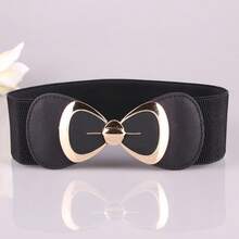 New Fashion Versatile Belt Korean Women's Belt, Bow Elastic Belt Waist Seal - 黑色 - 查看 1