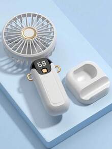 Mini Handheld Electric Fan, Electroplated Solid Color, Foldable With Hook Base, 5 Blades Strong Wind, 300mAh, Suitable For Travel, Beach, Vacation, Bedroom Decor And Bridesmaid Gift - Multicolor - View 5