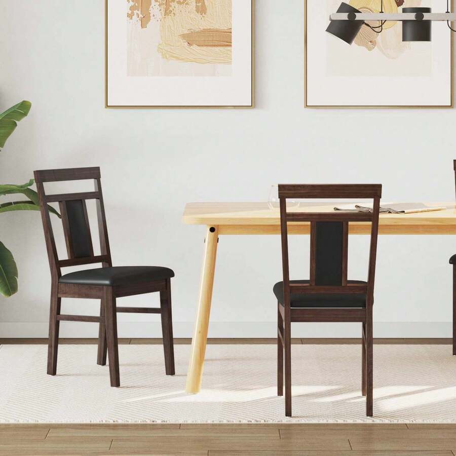 vidaXL Chaise de salle à manger 2 piezas marrón claro y negro - Marrón - Ver 1