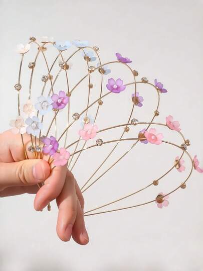 1/2条青少年花卉双层细发箍，日常或派对皆宜，可爱又优雅