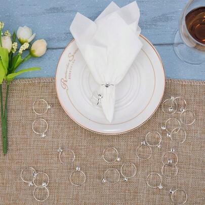 50pcs Diamond Engagement Ring/Bridesmaid Ring, Suitable For Wedding Table Decoration, Bachelor Party Decoration, Party Supplies, Gift Decoration, Cupcake Decoration, Valentine's Day, Etc.