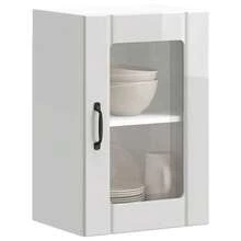 vidaXL Armário mural cozinha com porte en verre Lucca branco brilhante - Branco - Ver 1