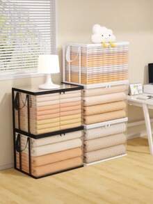 1个大容量PVC翻盖收纳袋，多功能防水书籍收纳袋，便携式可折叠衣物收纳袋，衣柜整理袋，PVC材质防尘防潮，带拉链，两侧带提手，可折叠节省空间，适合衣柜和房间整理。 - 四色 - 查看 2