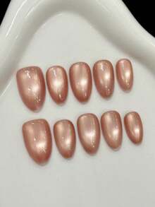 10 móng tay giả ngắn hình hạnh nhân, thủ công, thích hợp cho các bữa tiệc và sử dụng hàng ngày, kiểu "trà đá" với hạt thủy tinh lấp lánh, hiệu ứng ánh sáng nhấp nháy, phong cách mắt mèo tối giản, móng tay ngắn hình hạnh nhân, dễ đeo. 10 móng tay giả thủ công phong cách Y2K, thích hợp cho các bạn gái và phụ nữ đeo trong các bữa tiệc ngày lễ và các dịp hàng ngày. Dụng cụ làm móng - Bụi hồng - Xem 10