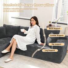 Modern Sofas For Living Room: 104" Modular Boneless Cloud Couch | L-Shape Sectional W/ Chaise Lounge, Deep Seat & Easy Setup | Bedroom Friendly - 深灰色 - 查看 9