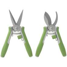 Garden Tool Set, 2 Pieces, Stainless Steel Garden Tools, Gardening Set With Pruning Shears And Branch Cutters, Garden Gifts For Women And Men, Green + Silver - Green - View 1