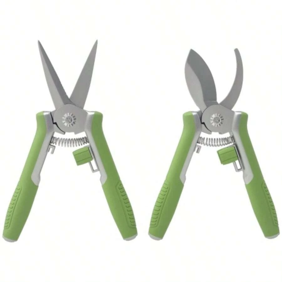 Garden Tool Set, 2 Pieces, Stainless Steel Garden Tools, Gardening Set With Pruning Shears And Branch Cutters, Garden Gifts For Women And Men, Green + Silver - Green - View 1