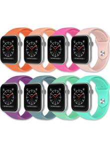 8条防水表带，兼容 38mm、40mm、41mm、42mm、44mm、45mm、46mm、49mm，男女通用；柔软硅胶运动表带，兼容 Series 10、SE、9、8、7、6、5、4、3、Ultra；时尚健身必备礼品套装 - 彩色 - 查看 8