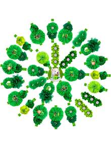 5件套绿色圣帕特里克节小型和中型犬专用多头领带装饰，适合美容摄影装饰领带花，舒适优雅的装饰配件，款式随机 - 彩色 - 查看 8