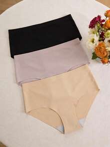 3条装女士瑜伽内裤，时尚舒适简约风 - 彩色 - 查看 2