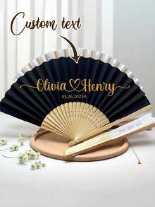 Personalized Folding Fan, Bridesmaid Gift, Wedding Fan, Guest Fan, Baby Shower Gift, Birthday Gift, Commemorative Gift - Multicolor - View 1