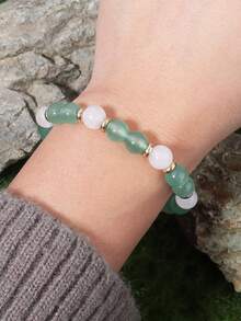 YAUKIA Good Luck Green Aventurine Bracelet Men Women Attract Wealth Bracelet Reduce Stress Yoga Meditation Emotional Balance Handmade - Multicolor - View 4