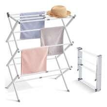 Tucorresi Tendedero Plegable para Ropa: Tendedero Plegable retractil Pared de Acero Inoxidable Soporte Tendedero Ahorra Espacio para Interiores y Exteriores Expandible de 3 Niveles 104x37x76 cm - blanco - Ver 6