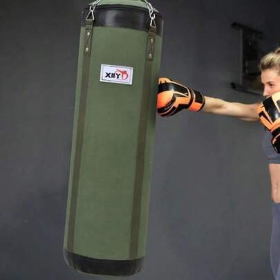 23-Inch Heavy Duty Canvas Punching Bag With Hook - Suitable For Boxing, Taekwondo And Martial Arts Training