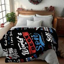 1pc World'S Best Son Special Edition Flannel Blanket| Comfortable And Soft Polyester Flannel, Suitable For All Seasons, Ideal For Sofa, Bed, Car, Office, Multipurpose Use, Machine Washable, Perfect For Birthday, Valentine'S Day, Thanksgiving Gifts - White - View 5