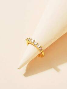 SZPR 1pc Copper & Cubic Zirconia Decor Luxury & Simple Nose Ring For Women Party Gift Copper Jewelry - 銀色 - 查看 2