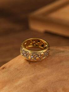 AHEY 1pc Fashionable Vintage Bohemian Inspired Creative Minimalist Engagement Ring With Exquisite Design Suitable For Women Daily Wear - 黃金 - 查看 2