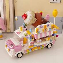 Retro Food Truck Construction Set - Ice Cream, Burger And Snack Van Model Kit, STEM Educational Toy For Children Ages 8-12, Creative DIY Gift For Boys And Girls.