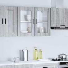 vidaXL Armadio murale da cucina con porte e verre Porto sonoma gris - Grigio - Visualizzare 1