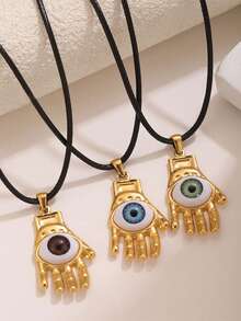1 pieza Collar con colgante de ojo de diablo de estilo punk de acero inoxidable, accesorio para hacer joyas DIY - Ojo de demonio - Ver 3