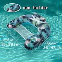 1pc Inflatable Floating Bed, Portable Foldable Air Mattress, Suitable For Swimming Pool, Beach And Lake, Durable PVC Material, Ergonomic Design, Mixed Color (Blue & White), Applicable For Pond Party, Inflatable Swimming Ring, Swimming Pool Inflatable Accessories, Essential For Vacation - One Size - View 10