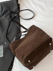 大容量女士单肩包、斜挎包、手提包，秋季款 - 咖啡 - 查看 10