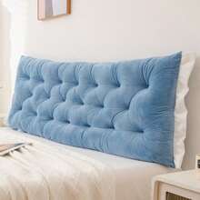 1件装水晶绒靠背腰带双头阅读枕，宽大靠背带可拆卸枕套，适用于床和沙发，多功能 - 天空藍 - 查看 1