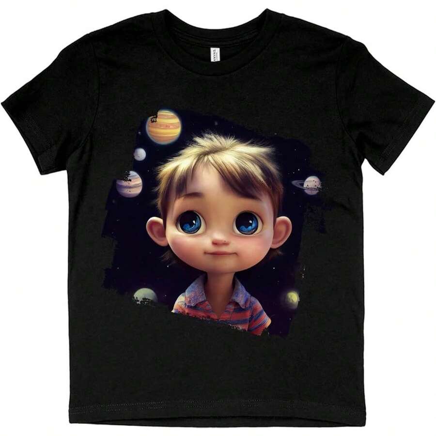 Starry Sky Kids' T-Shirt - Printed T-Shirt - Galaxy Tee Shirt For Kids - màu đen - Xem 1