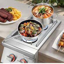 Quemadores laterales de parrilla doble, quemador lateral de propano líquido de 2 x 17,000BTU para cocina al aire libre, convertible a gas natural, quemadores dobles incorporados de acero inoxidable 304 con led para barbacoa - Plateado - Ver 9