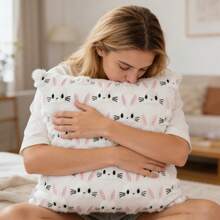 Easter Throw Pillow Covers Cute Plush Rabbit Embroidery Cushion Cases For Party Decorations - Multicolor - View 3