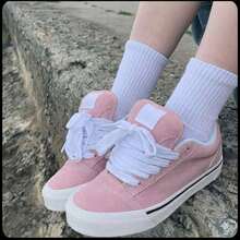 Knu Vintage Old Sneakers For Men And Women, Casual Skate Shoes, Black And White, New Release - 灰色和粉紅色 - 查看 2