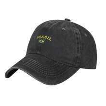 BRASIL Flag Print Baseball Cap - Classic Washed Vintage Snapback Hat, Outdoor Casual Sports Streetwear Vacation Hat, Brazilian Style Street Hip-Hop Chic - 黑色 - 查看 3