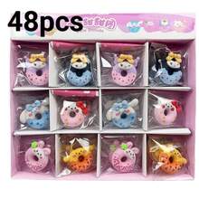 5/10/20/48pcs Sanrio Donut Shaped Erasers - Cute Cartoon Stationery, Perfect Small Gifts And Student Rewards