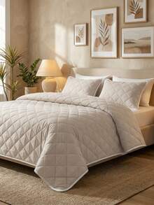 3pcs Solid Light Camel Polyester Bedding Set (1 Bed Skirt + 2 Pillow Shams, Pillow Insert Not Included), Reversible, Soft & Skin-Friendly For Daily Use, Suitable For Master Bedroom, Guest Room, All Seasons, Great Gift, High-End Home Textile, Home Decor - Camel - View 12