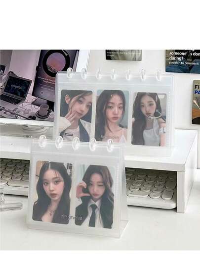 3英寸极简主义明信片展示相册，蘑菇扣桌面支架，翻页日历，照片相册