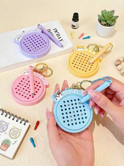 POKOJA LAND 1PC Mini Magnetic Fidget Stress Relief Steel Ball Drawing Board With Keychain, Portable Anti-Anxiety Sensory Toy For Adults - Fun Office Desk Gadget, Travel Fidget Puzzle (Ideal Gift For ADHD)