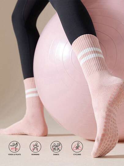 1 Pair Yoga Socks, Dotted, Non-Slip Yoga, Pilates, Fitness, Gymnastics, Cute & Breathable Ankle Socks, Suitable For Daily Wear, Pink
