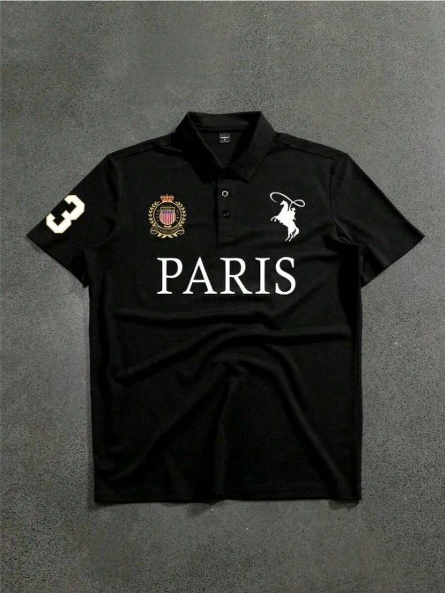 Paris Polo Shirt Made From 100% Polyester. - màu đen - Xem 1