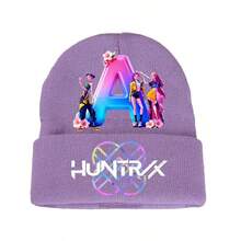 1pc KPOP Witch Hunting Girl Group Letter Knitted Beanie, Fashionable Cuffed Printed Knitted Hat