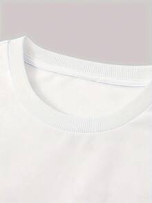 King Letter Crew Neck T-Shirt, Men's Crew Neck T-Shirt, Loose Fit, Comfortable And Breathable T-Shirt For Summer Outdoors, Casual Crew Neck T-Shirt - 白色 - 查看 4