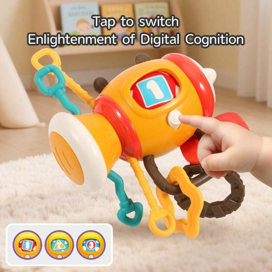 Baby Busy Milk Bottle Digital Cognitive Toy Calming Toy Bid623irectional Rotatable Pull Rope Toy With Whistle Device - Multicolor - View 1