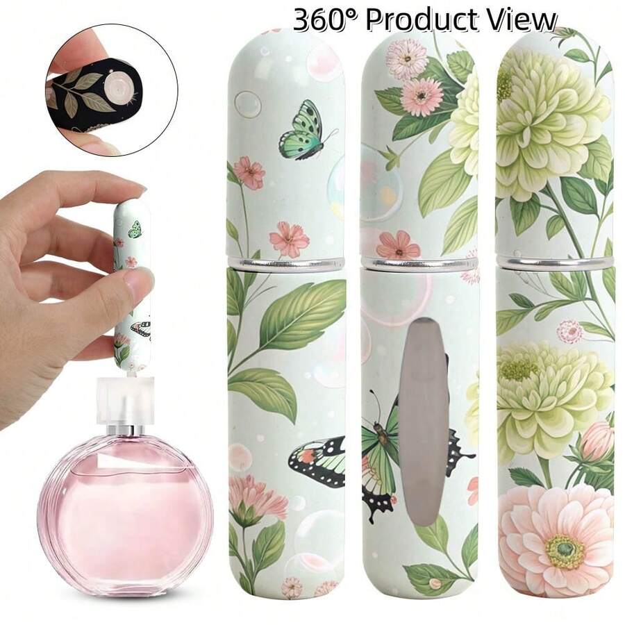 1pc Perfume Sample Bottles With Flowers And Butterfly Pattern On The Bottom, Reusable Delicate Water Mist Spray Bottle, Travel Perfume Spray Bottle, Multiple Patterns To Choose From, Birthday Gifts For Family And Friends, Holiday Gifts, Suitable For Travel Portable 5ml - X-AYPK-05 - Xem 1