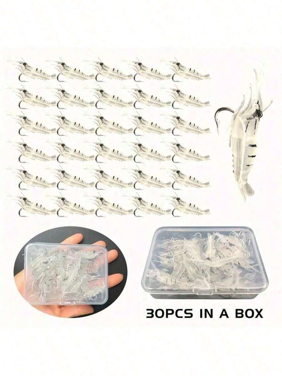 10/30pcs Bionic Shrimp Fishing Lures, Bionic Bait With Hook, Soft Shrimp, Fishing Shrimp Lures - Multicolor - View 1