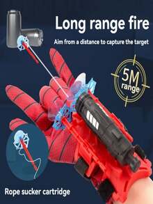 Spider Web Shooter Gloves, 5M Rope Gloves Toy Launcher, Funny Capture Toy Gloves With Button On Palm To Shoot Suction Cup Web Bullets, Become A Superhero And "Save The City" - Multicolor - View 2