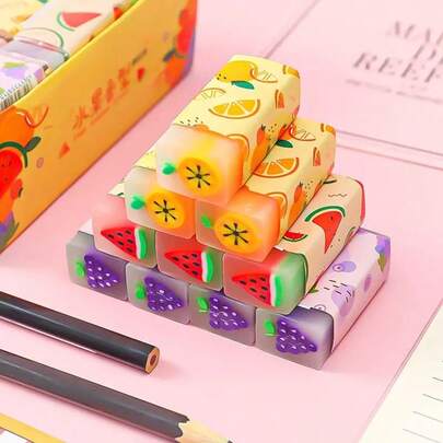 1个可爱创意水果造型橡皮擦，新奇文具学习用品，完美学生礼物（颜色随机）