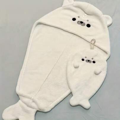 2 piezas Juego de toallas de secado de cabello con diseño de foca de felpa coral, toalla turbante de secado rápido para mujeres - Gorro de baño suave y absorbente con diseño adorable de cara de gato, adecuado para cabello mojado, baño, natación, después de la ducha - Toalla ligera y de moda para mujeres