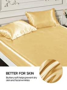 1pair Premium Silky Satin Envelope Pillowcases Set, 2 PCS/Pair Pillowcases, Soft Breatheable Wrink-Free Better For Hair Skin Sleep, Pillow Covers Without Filling, Machine Washable, Oeko-Tex Certified, Gold - Gold - View 7